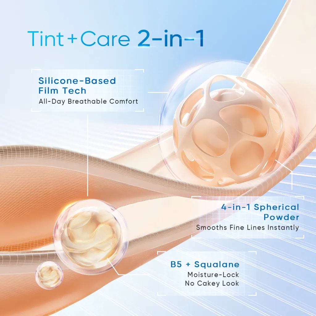 SKINTIFIC / 2PC Makeup Set - SKIN TINT BURRING FOUNDATION& LIP SERUM LIP CARE BB&CC Cream Skin Tint lip gloss sun protection - Gambar 3