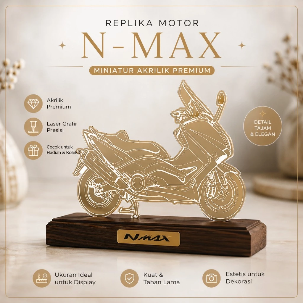 replika motor n-max bahan mirror gold