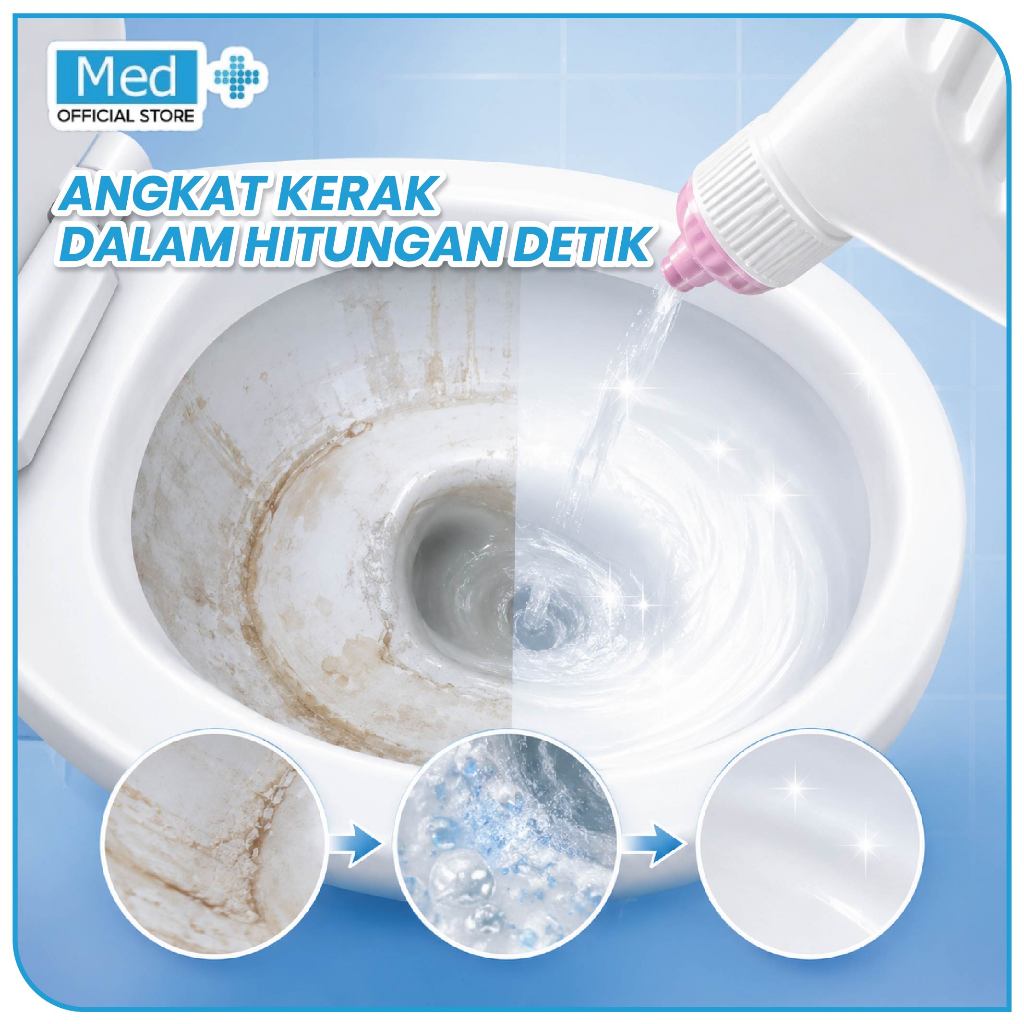 Med+ Pembersih Toilet & Kloset Ampuh Penghilang Kerak dan Noda Membandel Tanpa SIkat Kuat / Toilet Bleach Max Strength - 500ml - Gambar 2