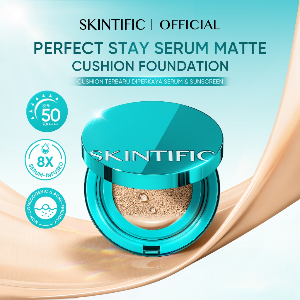 SKINTIFIC / 2PC Makeup Set Perfect Stay Serum Matte Cushion Foundation SPF50 PA++++ & Ultra Cover Powder Foundation BB&CC Cream Skin Tint Sun Protection Official Store - Gambar 2