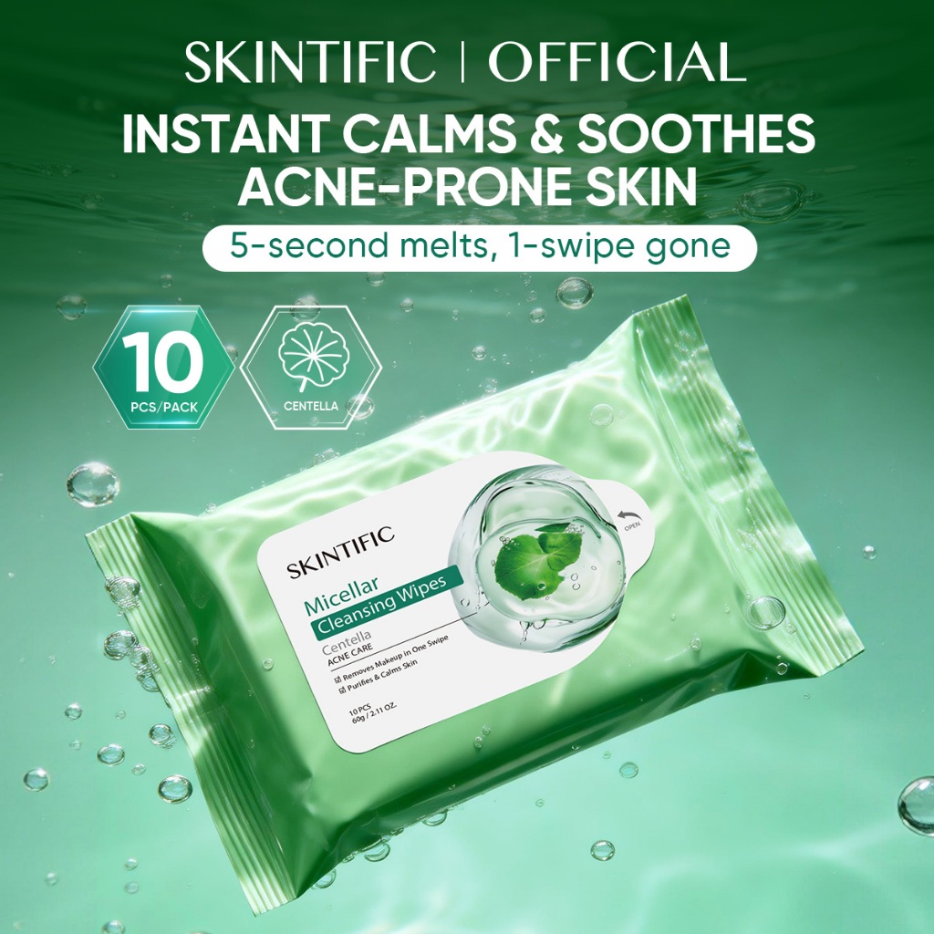 SKINTIFIC Double Cleanse Set / Makeup Remover Wipes + Mugwort Clay Stick Mask Pembersih Komedo Deep Cleansing Oil Control Angkat Makeup & Kotoran Wajah Masker Stick untuk Kulit Berminyak dan Berjerawat - Gambar 4