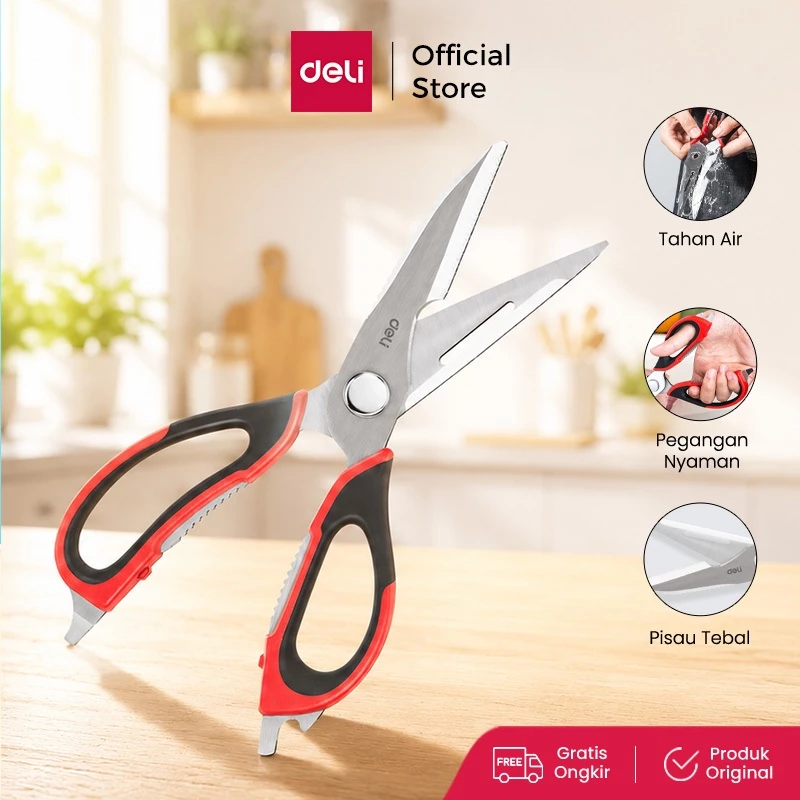 Deli Kitchen Scissors / Gunting Dapur Multifungsi 225mm Pisau Tajam 77770