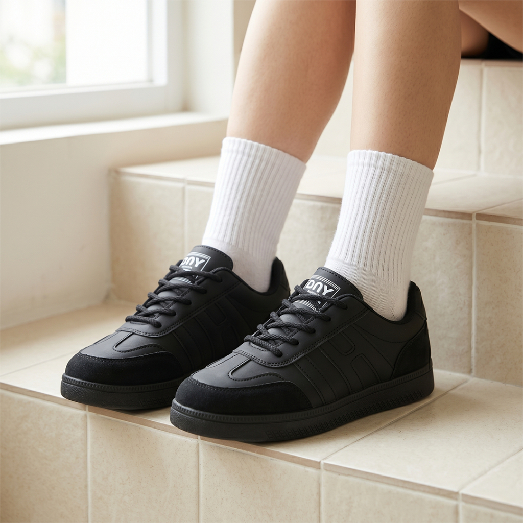 Sepatu DNY Sepatu Sekolah Hitam Sneakers Wanita Sport Shoes Back To School Casual Unisex Klasik Platform Size 36-45 BTS-007 - Gambar 3