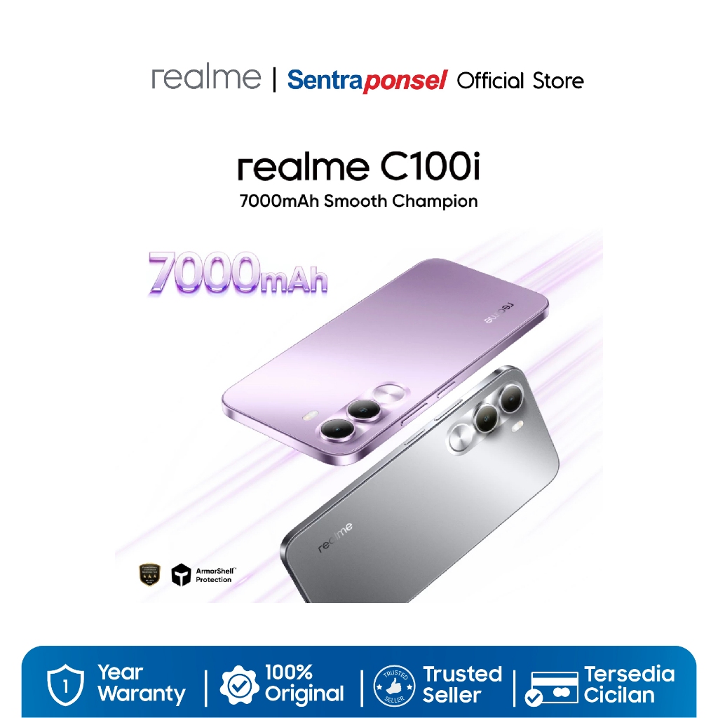 Realme C100i 4GB/128GB 4GB/256GB 6GB/128GB 7000mAh Titan Battery / 120Hz Ultra Smooth Display / ArmorShell™️Protection / IP64 Dust & Water - Gambar 2