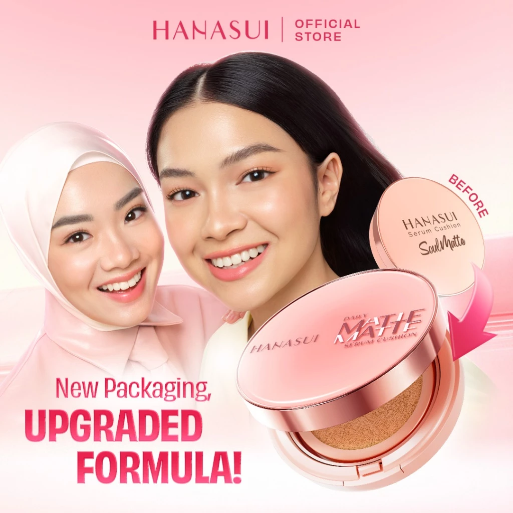 [NEW LAUNCH] Hanasui Daily Serum Matte Cushion SPF 50 High Coverage - Matte Filter Technology - Pore Blurring - Matte Finish - Lightweight - Tahan Lama Hingga 12 Jam Tanpa Oksidasi - Non Oxidize - Skincare Infused Formula - Cushion Murah - Cushion Viral - Gambar 2