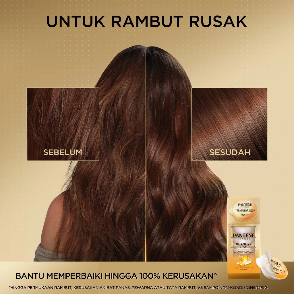 [BUNDLE MASK] PANTENE Shampo Rambut Rontok 400ml + Kondisioner Biotin 130ml + Mini Mask Shot 12mlx2/ Perbaikan Intensif untuk Rambut Rusak dan Kering - Gambar 2
