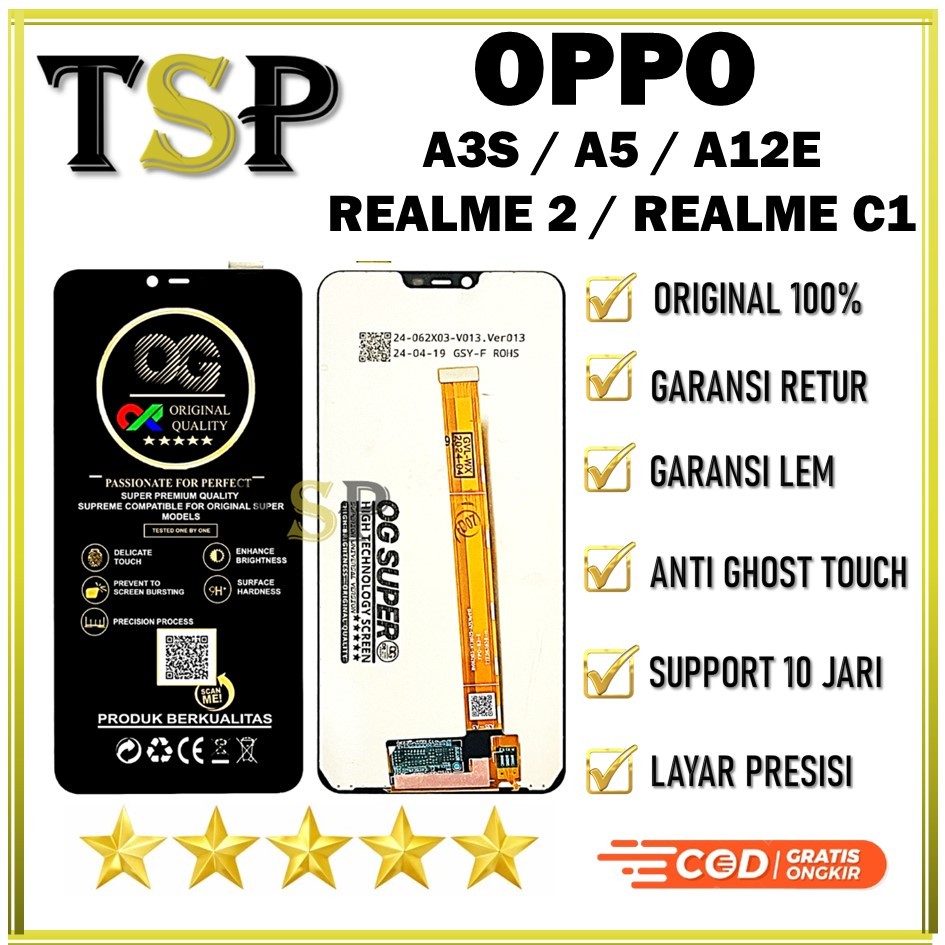 LCD OPPO A3S / A5 / A12E REALME 2 / REALME C1 LCD FULLSCREEN ORIGINAL 100% HIGH QUALITY