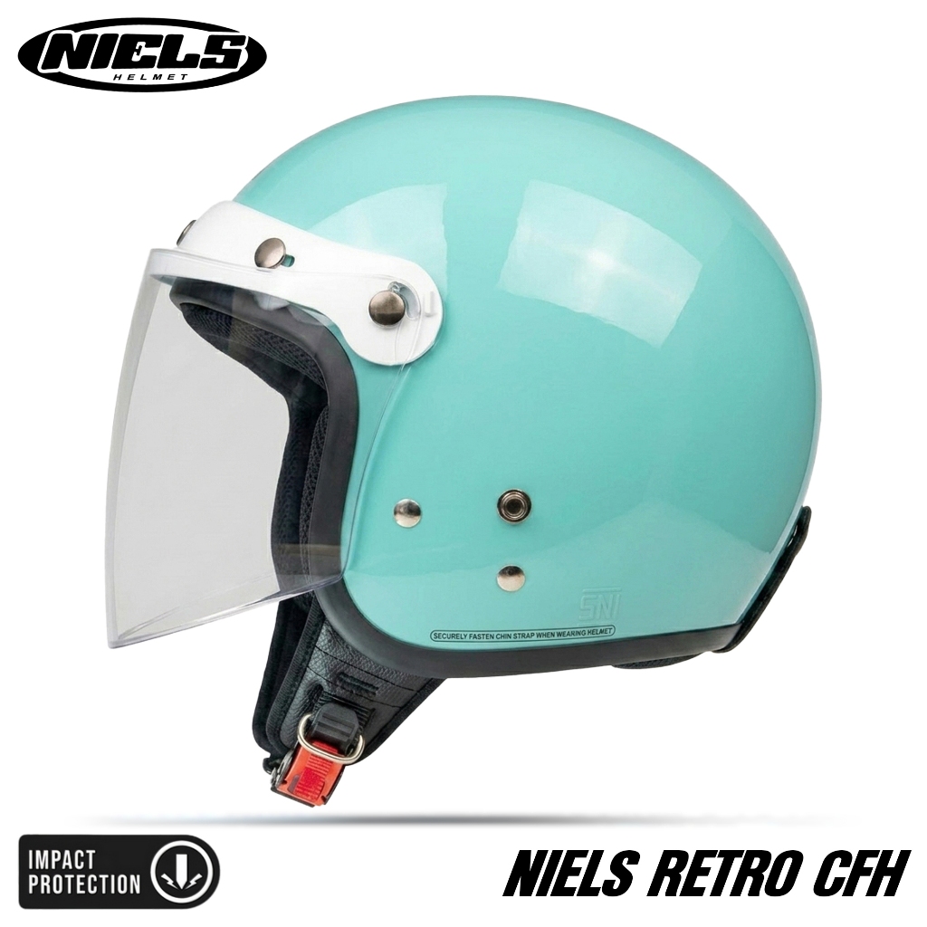 NIELS - Helm Bogo Retro CFH Dewasa Kaca Datar SNI Motorcycle - Gambar 3