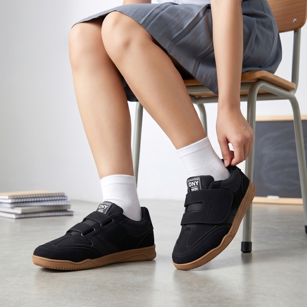 Sepatu DNY Sepatu Sekolah Hitam Sneakers Wanita Pria Sport Shoes Back To School Casual Unisex Klasik Platform Nyaman Anti Licin Size 36-45 BTS-008 - Gambar 4