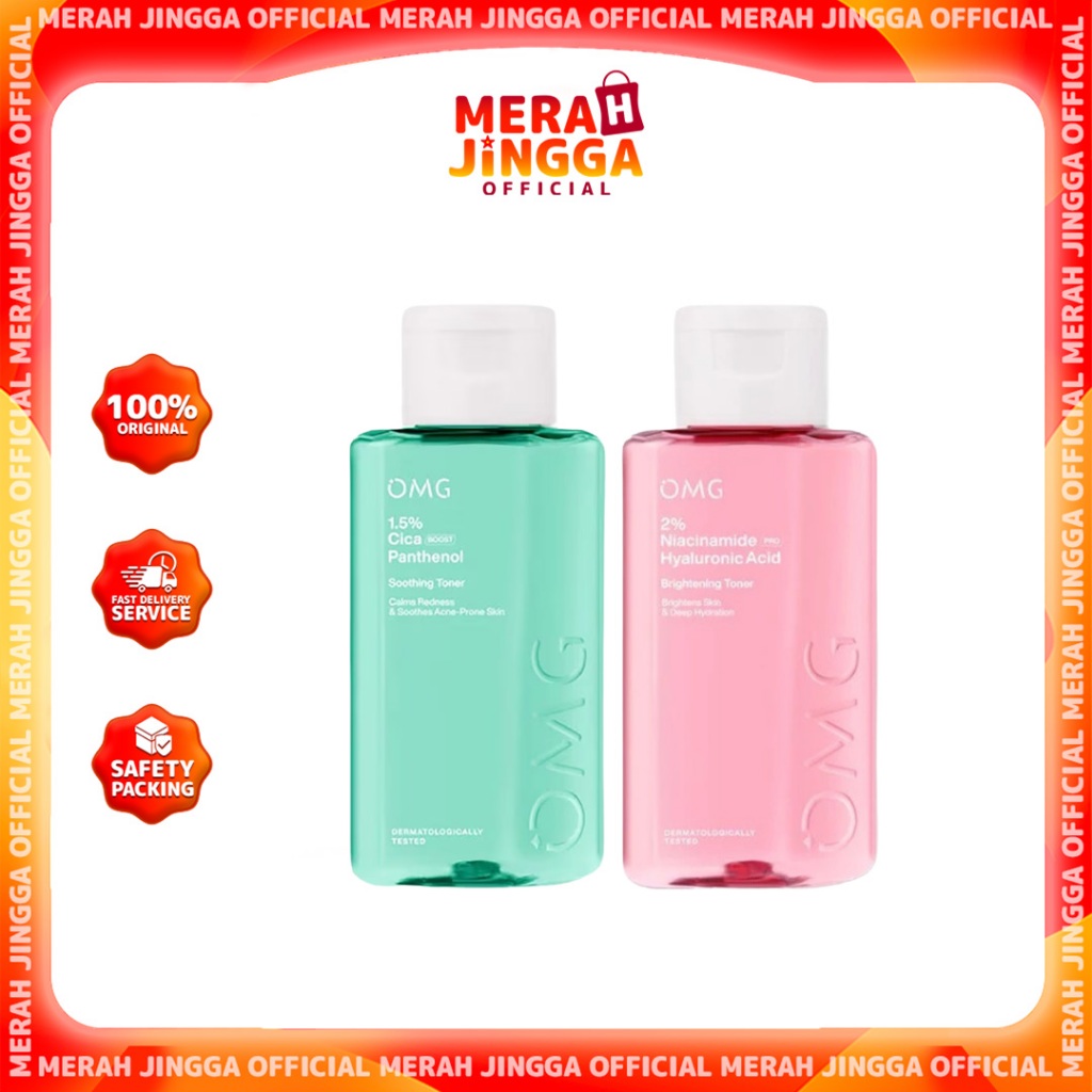 OMG Oh My Glow Brightening & Soothing Toner Niacinamide Hyaluronic & CicaBoost Panthenol / Merah Jingga Official