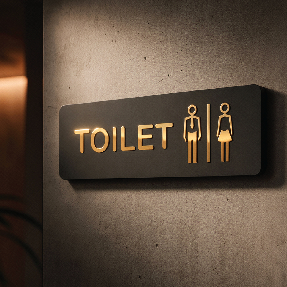 sign tanda toilet akrilik timbul gold - Gambar 3