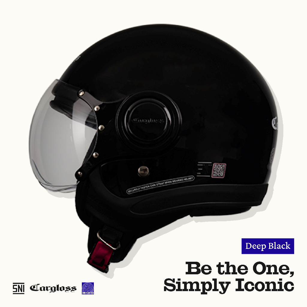Cargloss M One Retro Helm Half Face - Deep Black