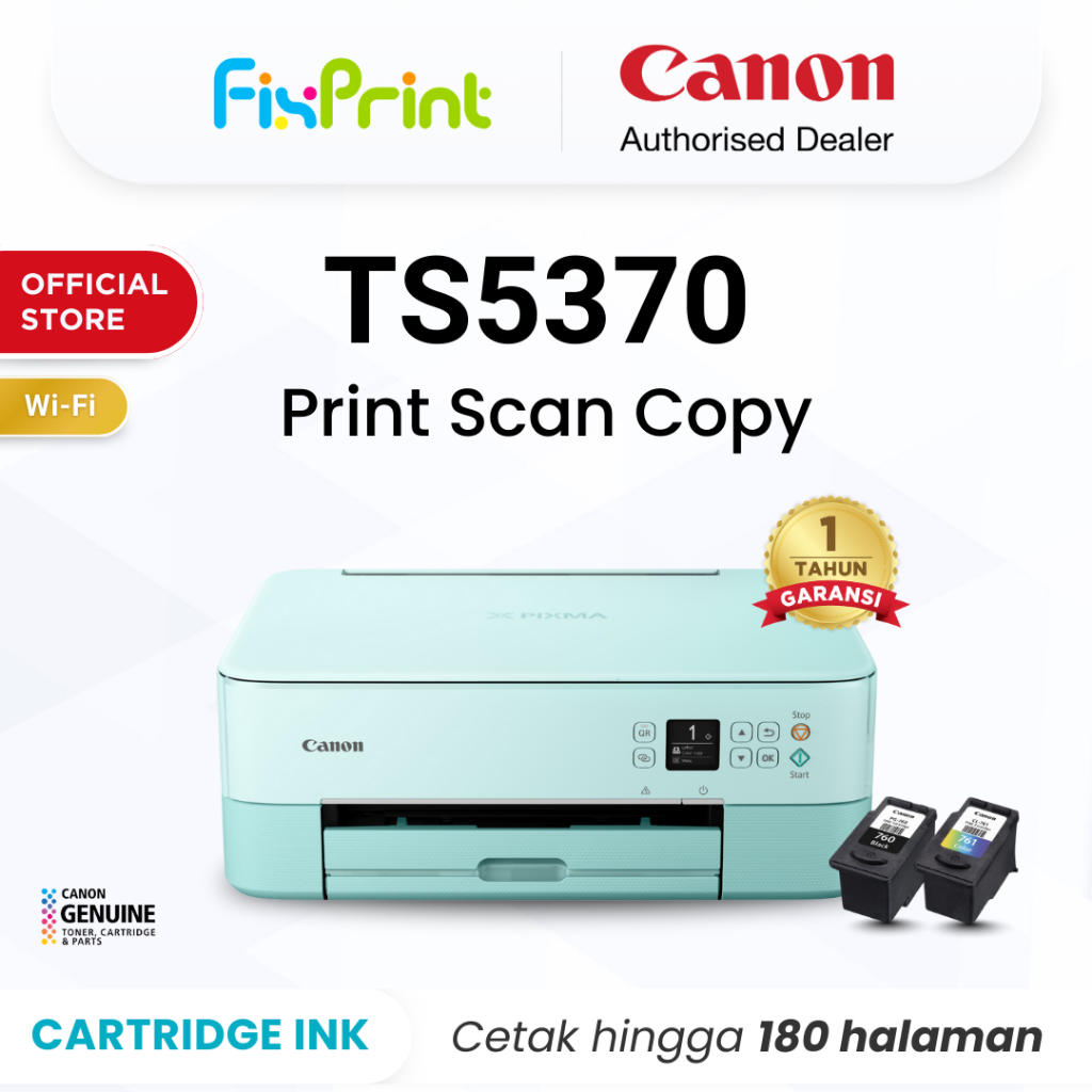 FixPrint Printer Canon TS5370A Hijau Green - Duplex Wifi All In One Print Scan Copy Wireless - Cetak Bolak Balik