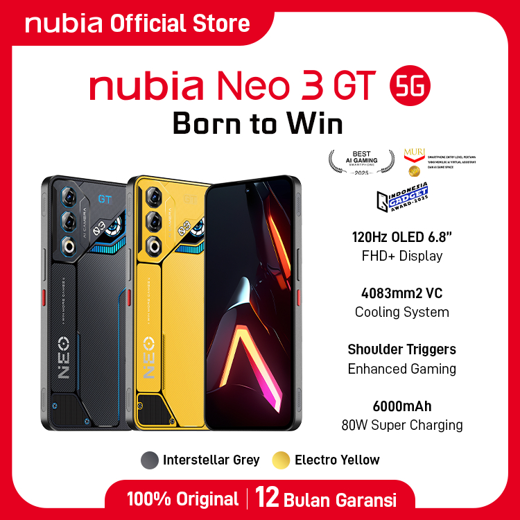HP Gaming nubia Neo 3 GT 5G RAM 24 GB (12 +12 GB) + ROM 256 GB 6000mAH Super Fast Charging 80W Garansi Resmi