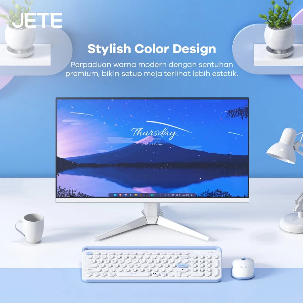 Keyboard Mouse JETE MKS201 Keyboard Wireless Mouse Tanpa Kabel 3200 DPI Bluetooth Mouse Keyboard PC Komputer Windows For iPhone iPad Android (RTL) - Gambar 3