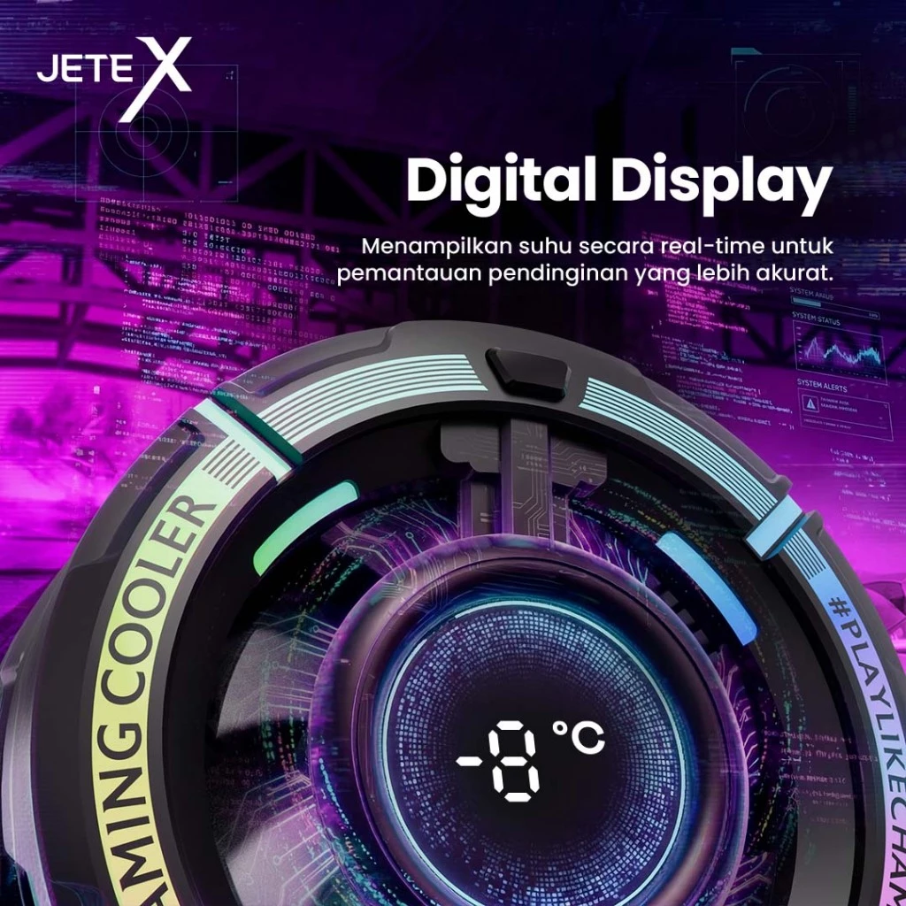 Pendingin HP JETE PX2 Magnetic dan Klip Cooling Peltier Gamepad Gaming Kipas Game Silent Anti Panas RGB Portable Radiator Fan Cooler with digital display - Gambar 3