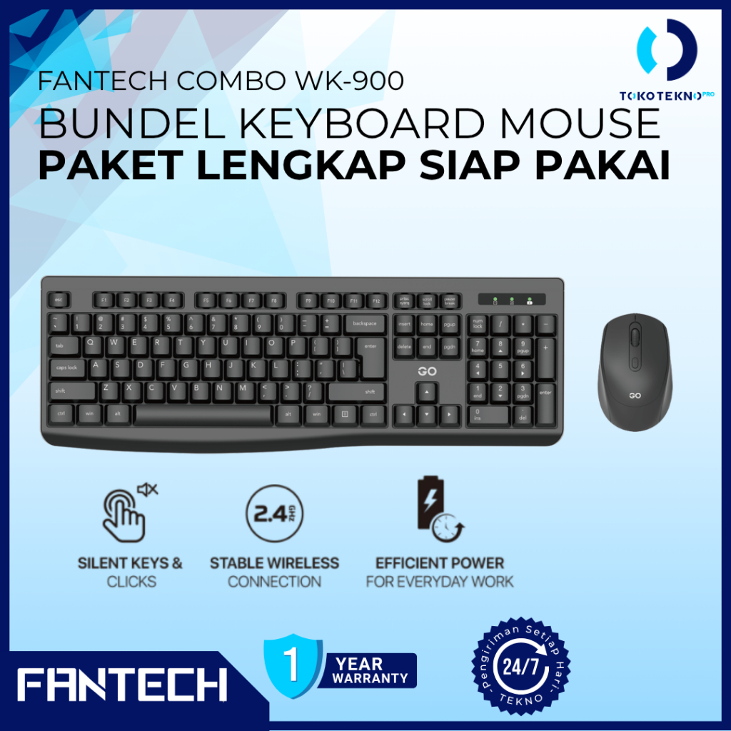 Fantech GO WK900 / WK-900 Combo Keyboard Mouse Office Wireless