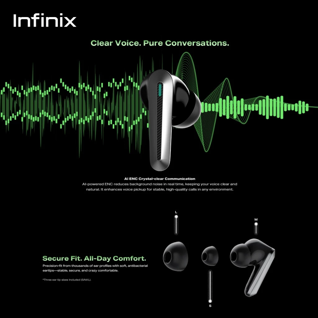 Infinix - TWS XE39 - GTBUDS 5 - Next Gen LE Audio with Pinpoint 360° soundscape - 500 mAh - ANC - IP54 - Gambar 4