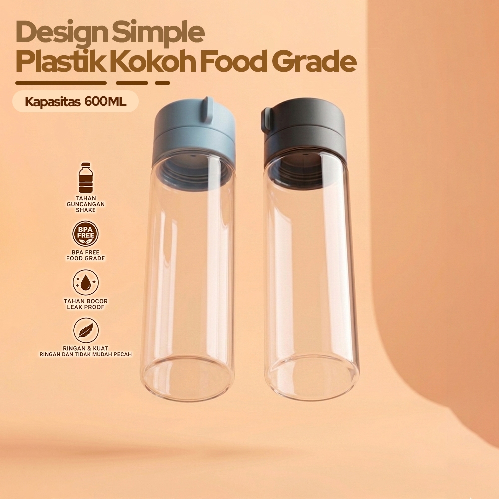 Botol Plastik Transparan - Botol Air Minum 800 ML + Botol Anak Sekolah SD TK SMP Aesthetic BPA Free - Gambar 3