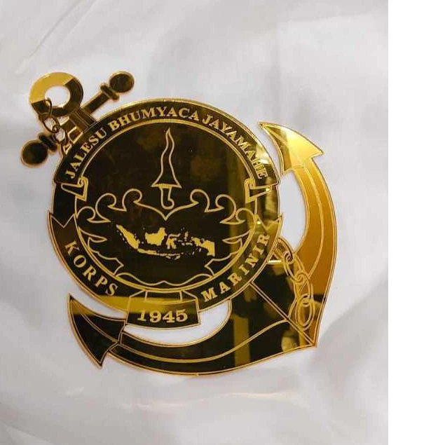 logo jalesu bhumyamca jayamahe akrilik mirror gold - bahan mahar - Gambar 2
