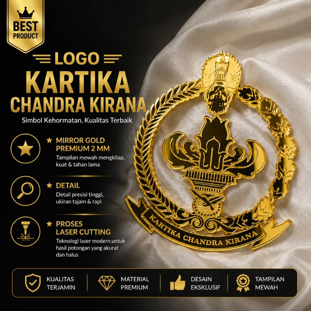 logo kartika chandra kirana akrilik mirror gold - bahan mahar