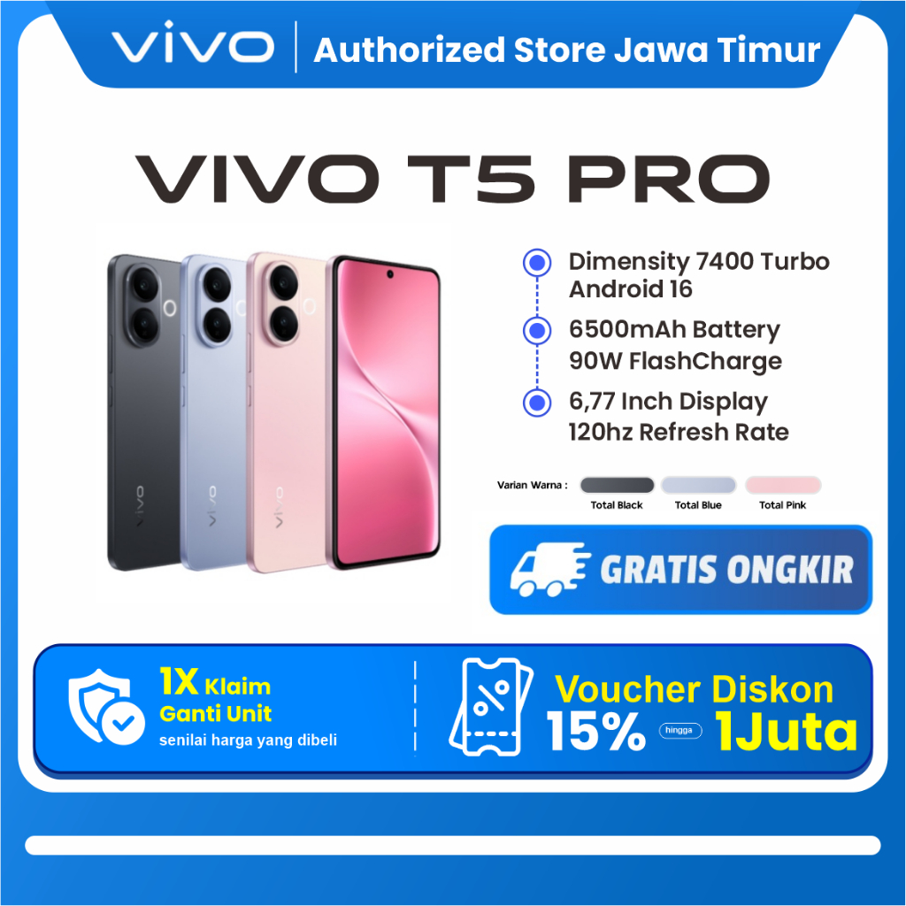[NEW PRODUCT] VIVO T5 PRO 5G 8+256GB Dimensity 7400-Turbo Gaming Series Bergaransi Resmi