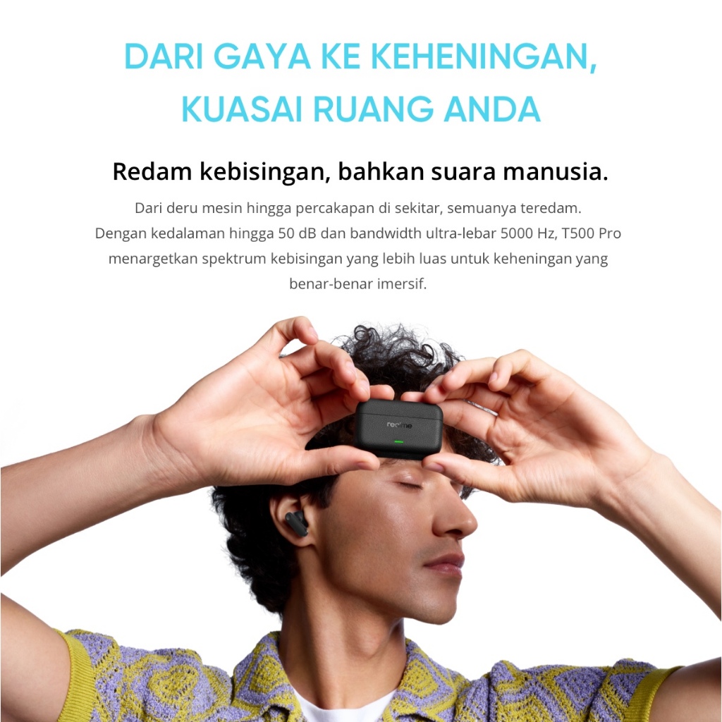realme Buds T500 Pro (50dB Flagship Noise Cancellation | Candy Box Design | 12.4mm Hi-Res audio drivers | 56 Long lasting battery) - Gambar 4