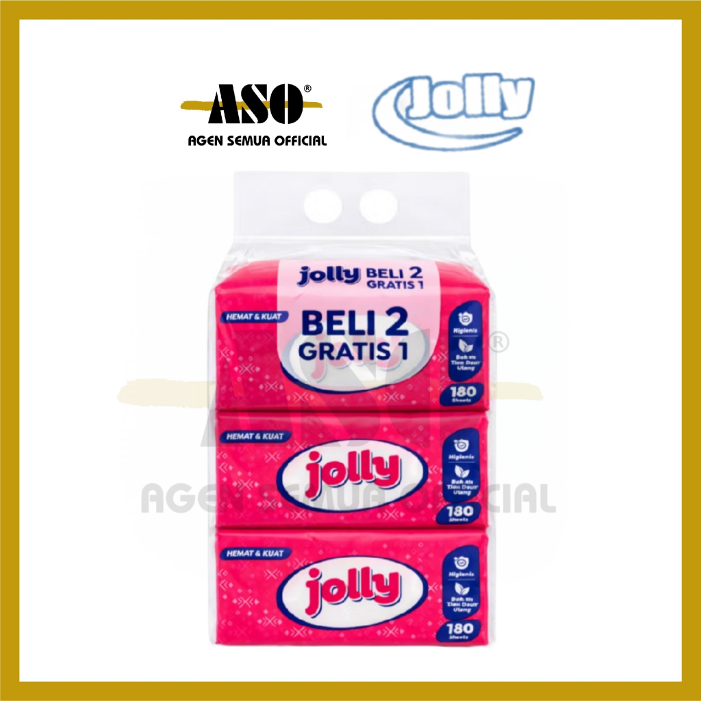 [Paket isi 3] Tisu Tissue Jolly 180 sheet 2ply facial tisu wajah PROMO !!!