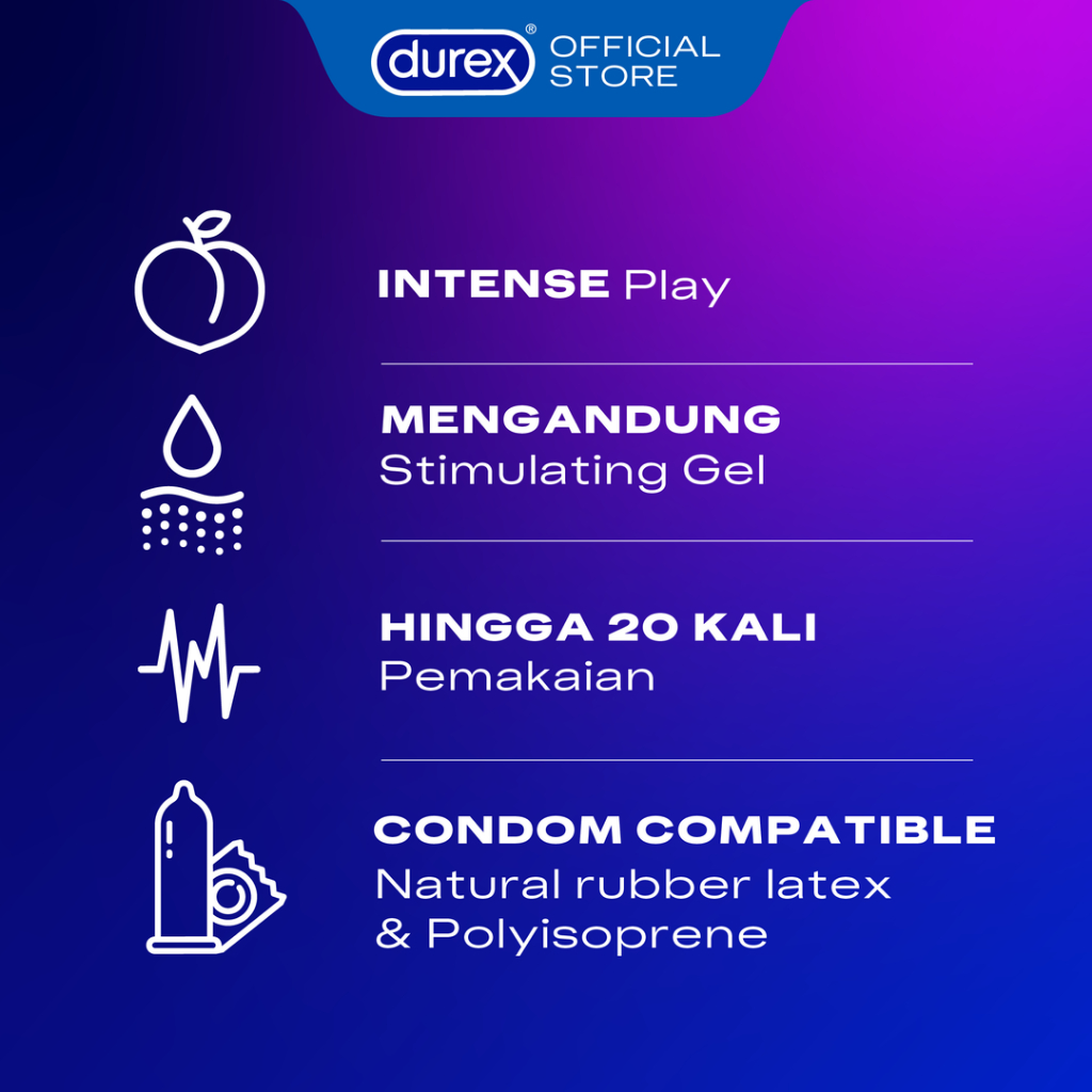 Durex Intense Gel 10ml - Gel orgasm wanita bukan pelumas atau lubricant & Durex Performa Kondom Tahan Lama - Kondom Aman Pria 3s - Gambar 3