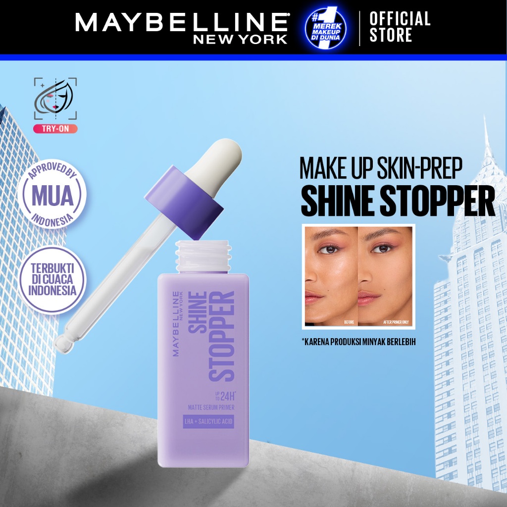 [BARU] MAYBELLINE OFFICIAL Shine Stopper Skin-Prep Untuk Makeup Anti Longsor 25mL 24H Oil Control Primer Wajah - Gambar 2