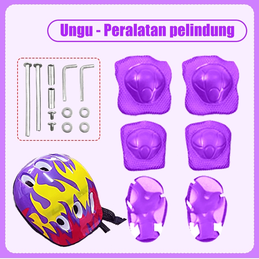 MATOUGUI Set Lengkap Pelindung untuk Anak Laki-laki & Perempuan - Pelindung Lutut & Pergelangan Tangan untuk Skateboard, Sepatu Roda, dan Balance Bike - Gambar 4