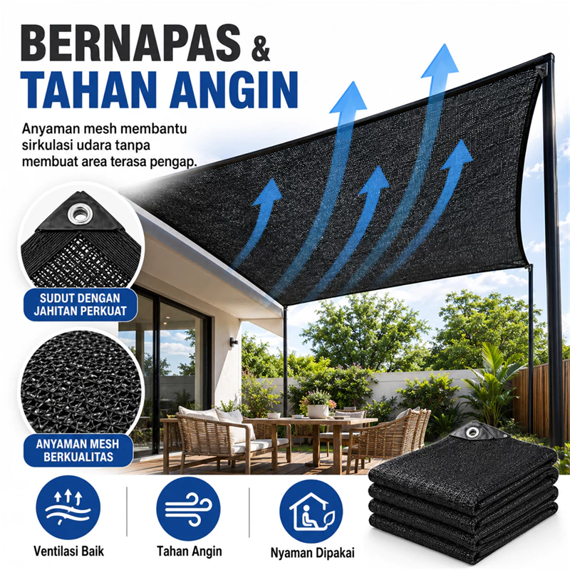 Paranet 99% Anti UV Sunshade Net Tabir Surya Jaring Jaring Kebun Jaring Rumah Kaca Jaring Tabir - Gambar 4