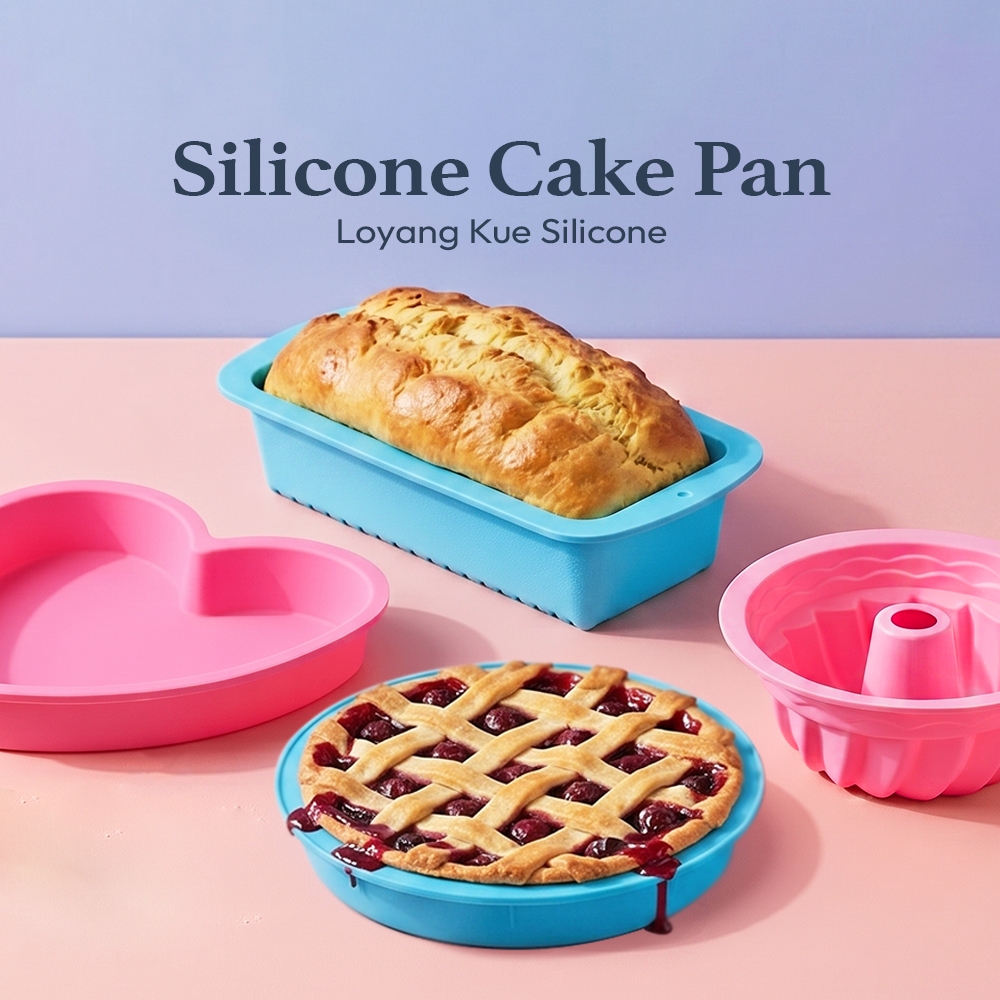 Cetakan Kue Loyang Baking Silikon Anti Lengket Tahan Panas - Cetakan Muffin Cupcake Brownis Pizza - Gambar 2