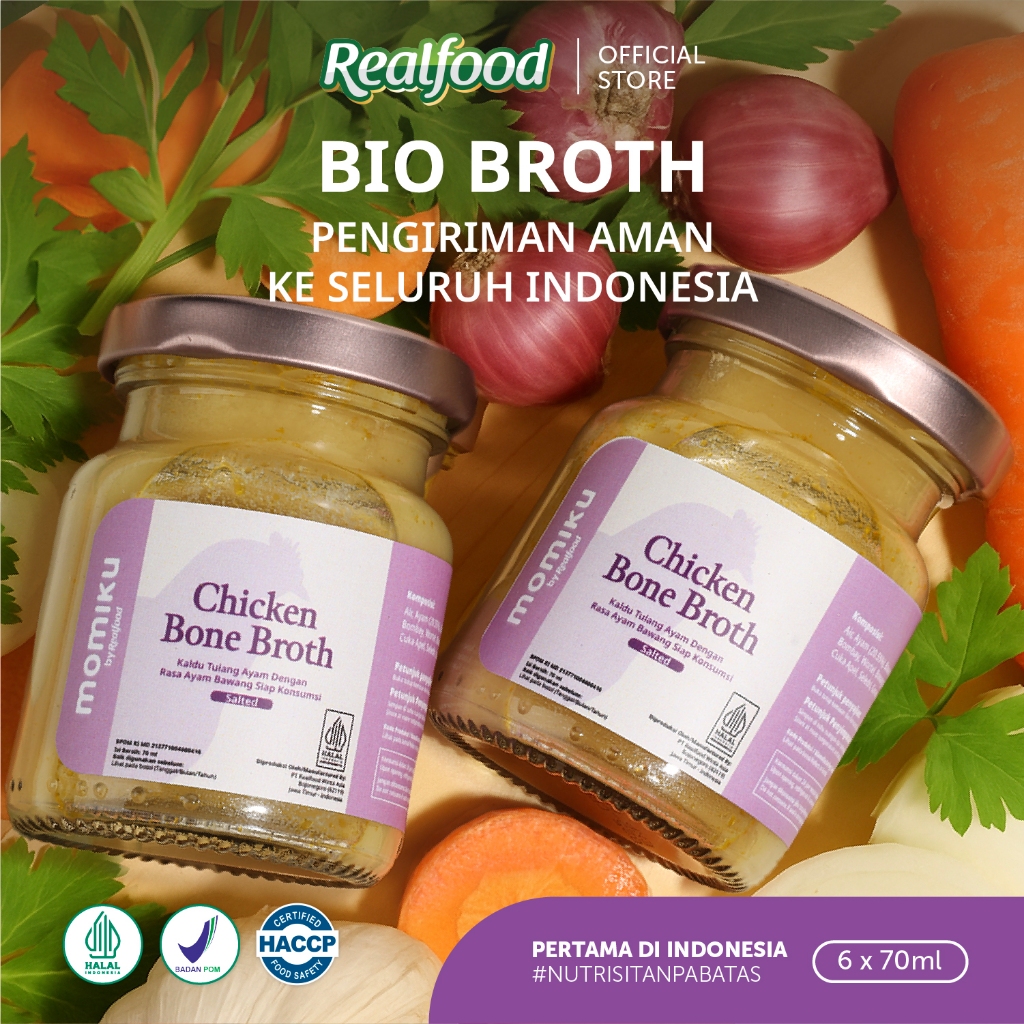 Realfood Chicken Bone Broth Rasa Ayam Bawang / Kaldu Tulang Ayam Siap Konsumsi / Bone Broth untuk Dewasa dan Lansia / Collagen / Glutamic Acid / Sendi / Tulang / Daya Ingat / Gut Barrier / Unsalted / Rendah Garam / Low Sodium - Gambar 4