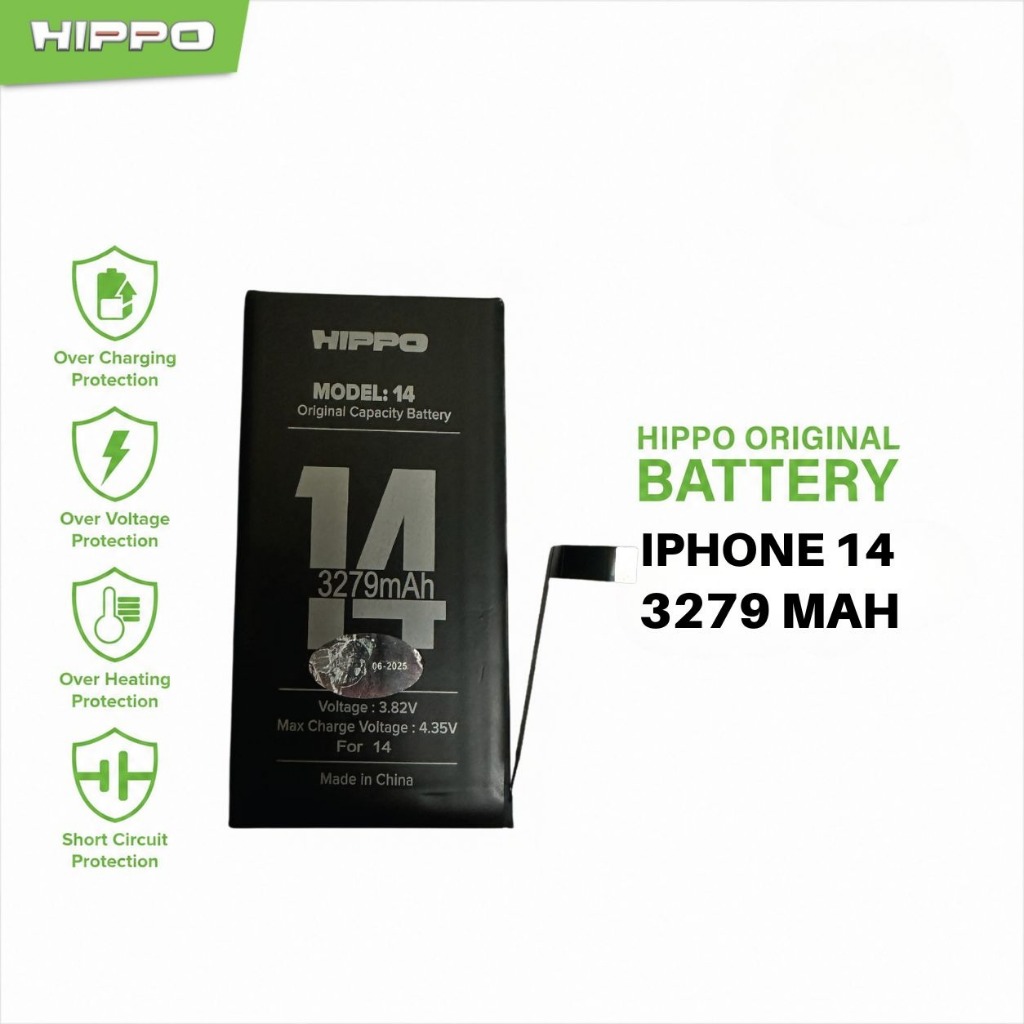 Hippo Baterai Iphone 14 3279mAh Battery Batere Batrai Batre Original Cell Garansi resmi