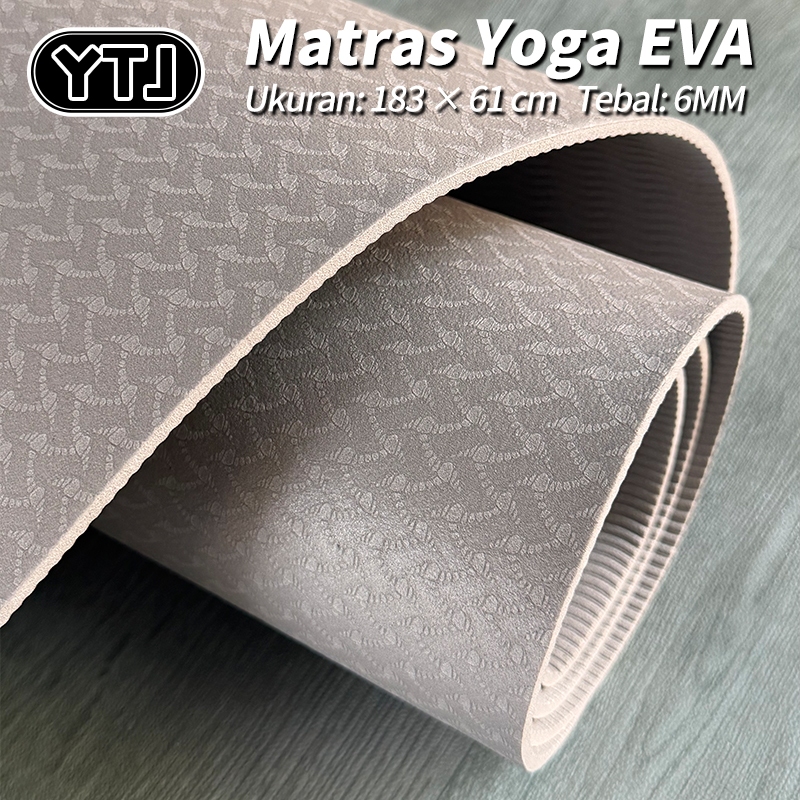 YTJ Matras Yoga EVA Premium Anti Selip 2 Sisi Peredam Suara Anti Goyang Untuk Pemula/Guru Yoga Uk 183x61cm Tebal 6MM - Gambar 4