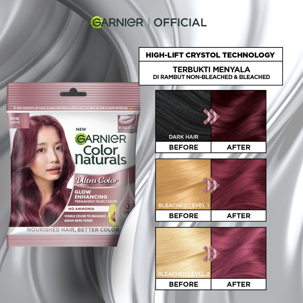 [INOVASI BARU] Garnier Hair Colour K-Glow Sachet 20ml - Hair Color Korean Glow Kglow Permanent Cat Rambut Tanpa Amonia Creamy Nudes Nyala Tanpa Bleaching Semir Rambut Tutup Uban - Gambar 2