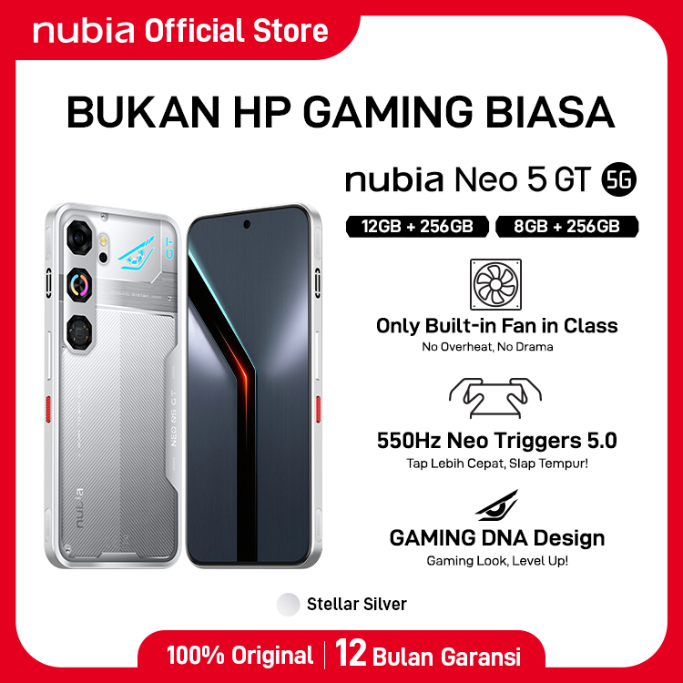 nubia Handphone Gaming Neo 5 GT 5G (8/256GB) (12/256GB) Baterai 6210mAh Super Fast Charging 80W Smartphone Garansi Resmi Official Store