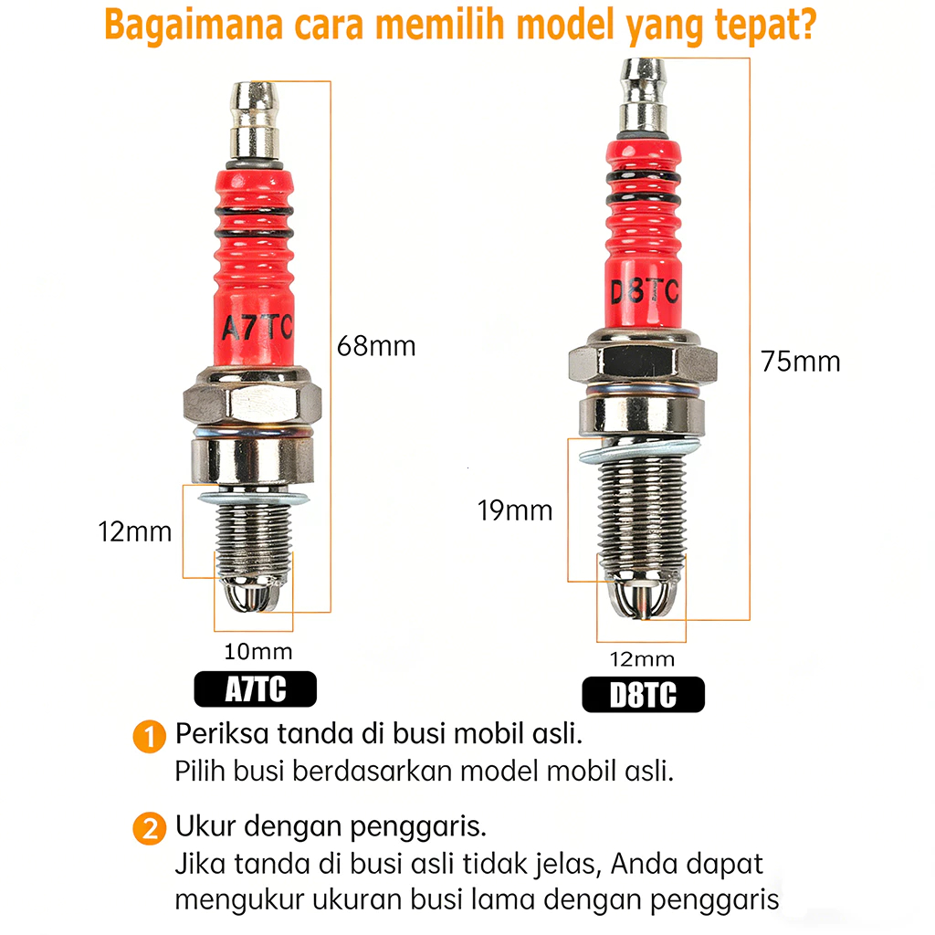 Busi Racing Kaki 3 Drat Pendek Bogo A7TC D8TC B8TC F7TC L7T Busi Racing Mio Beat Grand Supra X Jupiter Vega Shogun Busi Racing Kaki3 - Gambar 2