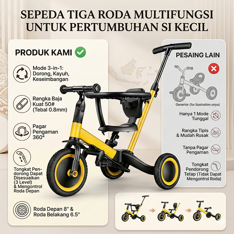 Magical Playtime Sepeda Anak 4in1 Usia 1-6 Tahun - Gambar 3