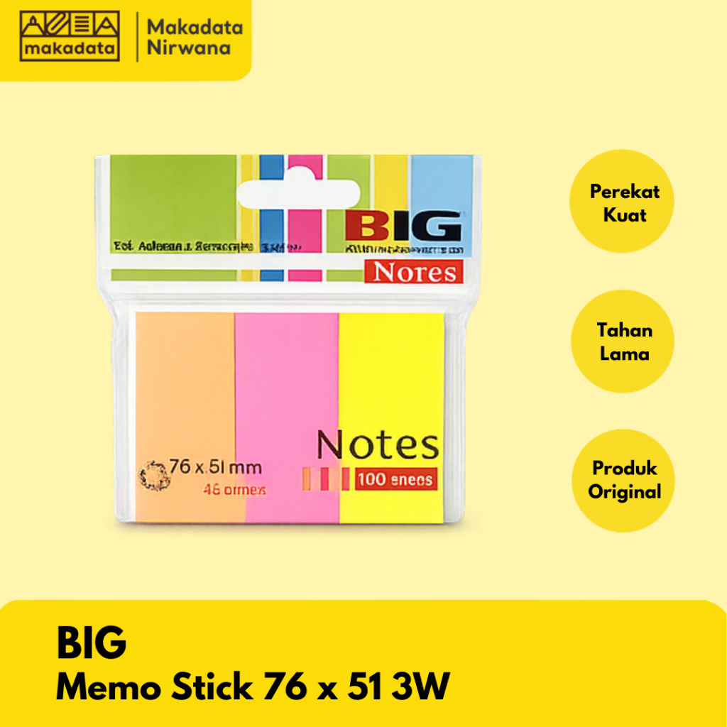 MEMO STICKBIG/NOTE 76X51 3 COLORS (1 SET) | Shopee Singapore
