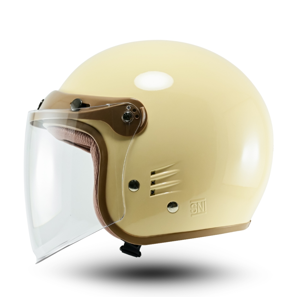 Helm Bogo Solid Luminos Terbaru Pria Wanita Kekinian SNI Dewasa kaca flat - Gambar 3