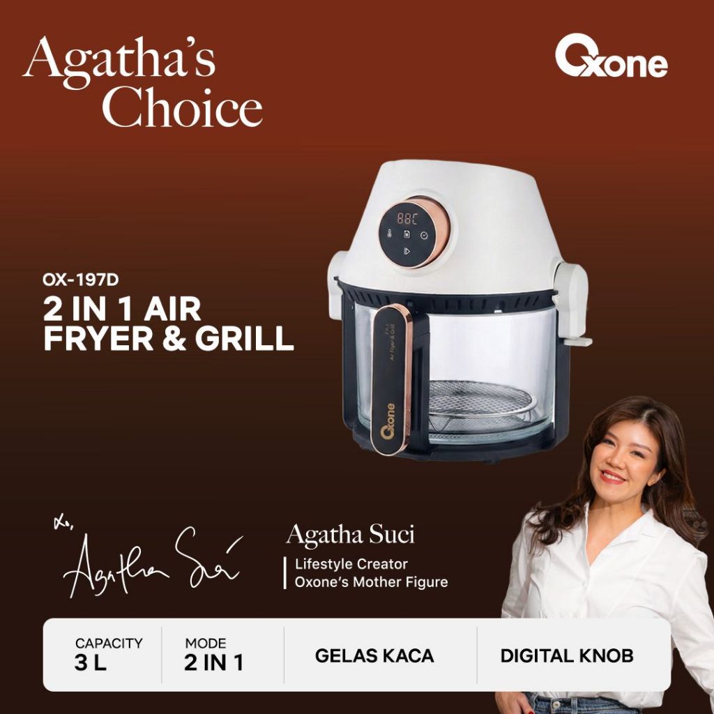OXONE OX197D 2 in 1 Air Fryer and Grill Multi Function Easy Grill / Anti Lengket
