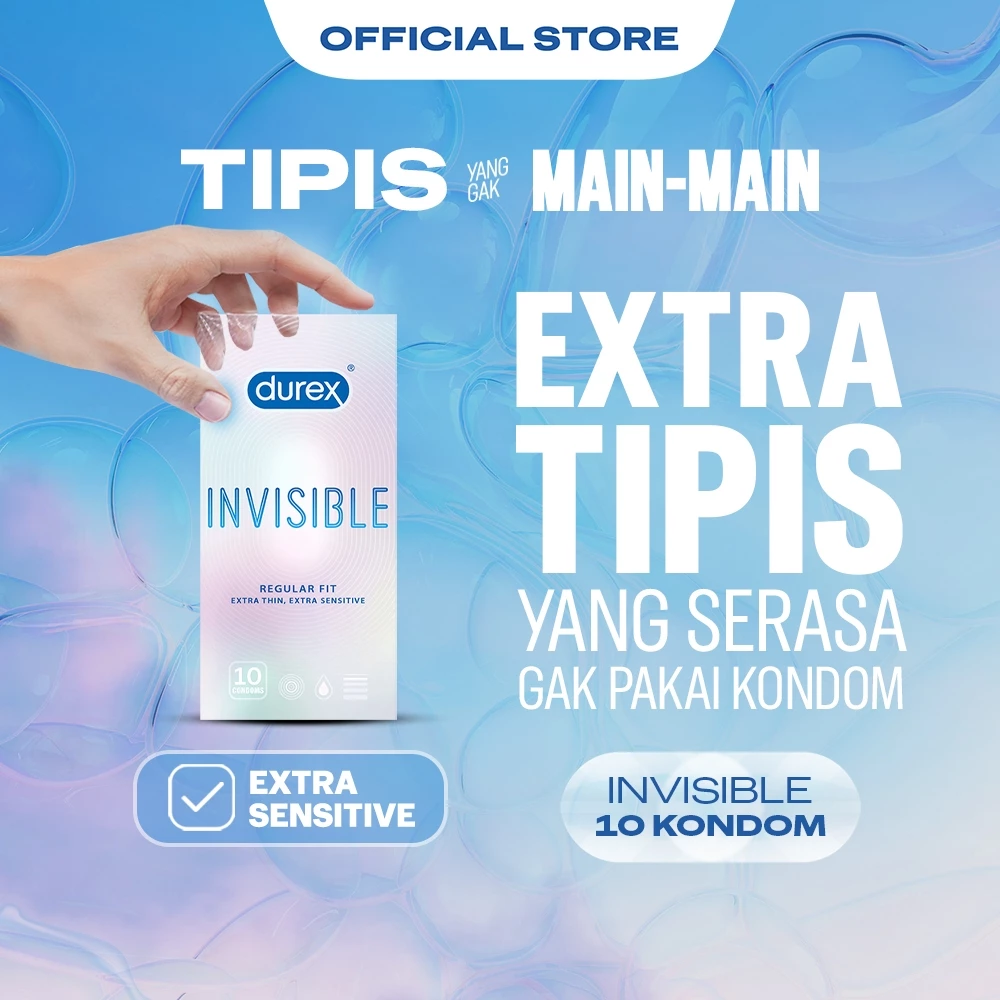 (BEST SELLER) Durex Invisible Extra Thin Extra Sensitive - 10s (Kondom Pria Extra Tipis Dengan Lubricant, Untuk Sensasi Seperti Tidak Pakai Kondom / Alat Kontrasepsi)