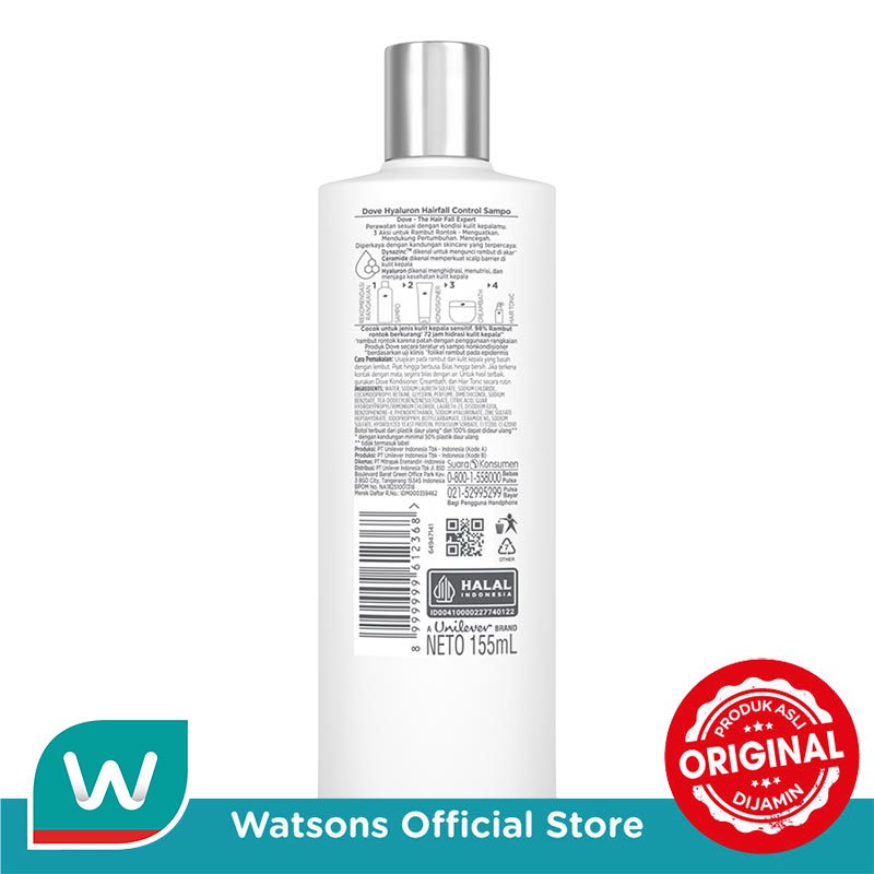 Dove Shampoo Hyaluron Hairfall Control 155ml - Gambar 3