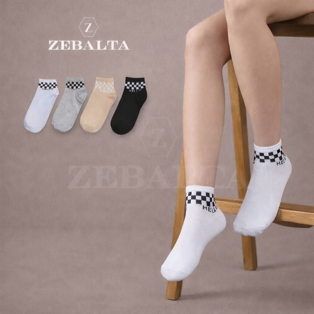 ZEBALTA - Kaos Kaki Pendek Mata Kaki Motif Catur Dewasa