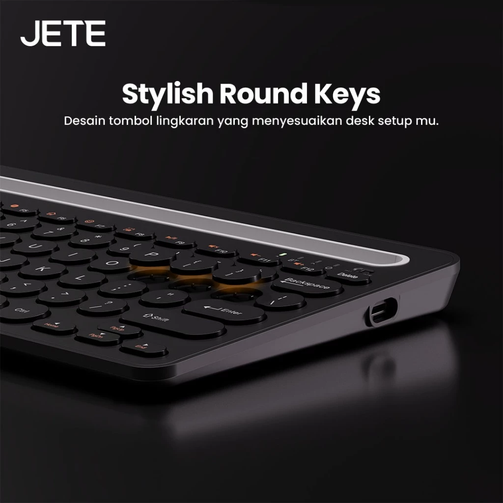 Keyboard Wireless Bluetooth JETE SK101 Multi Devices with USB Dongle Compatible IPad, Smartphone, Android, Laptop with Holder HP Tablet (RTL) - Gambar 3