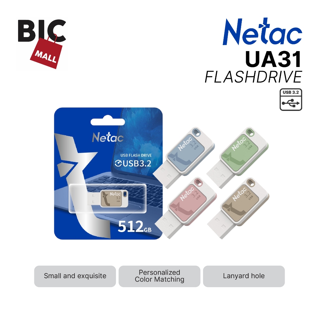 [Authorised Store] Netac Flashdisk UA31 USB 3.2 Flash Drive 64GB/128GB ...