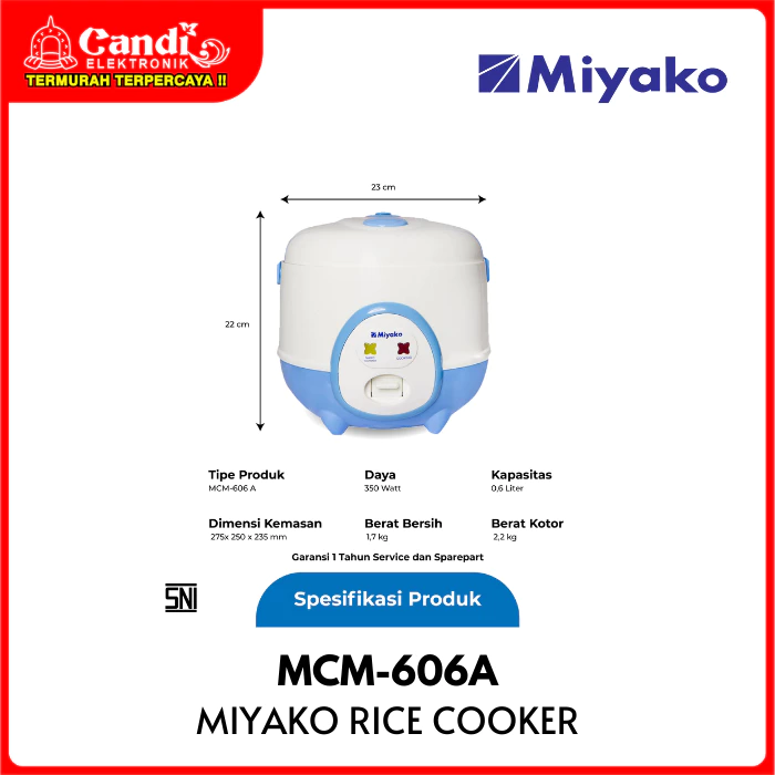 [Khusus Instan Wilayah Solo] MIYAKO Rice Cooker 0.6 Liter MCM-606A-INSTAN - Gambar 3
