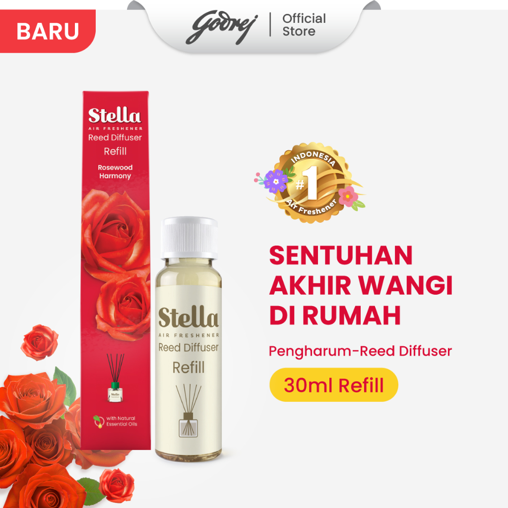 Stella Reed Diffuser Refill Rosewood Harmony 30 ml - Pengharum & Pewangi Ruangan Estetik